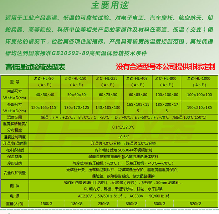 高低溫濕熱交變試驗(yàn)機(jī)詳細(xì)選型表