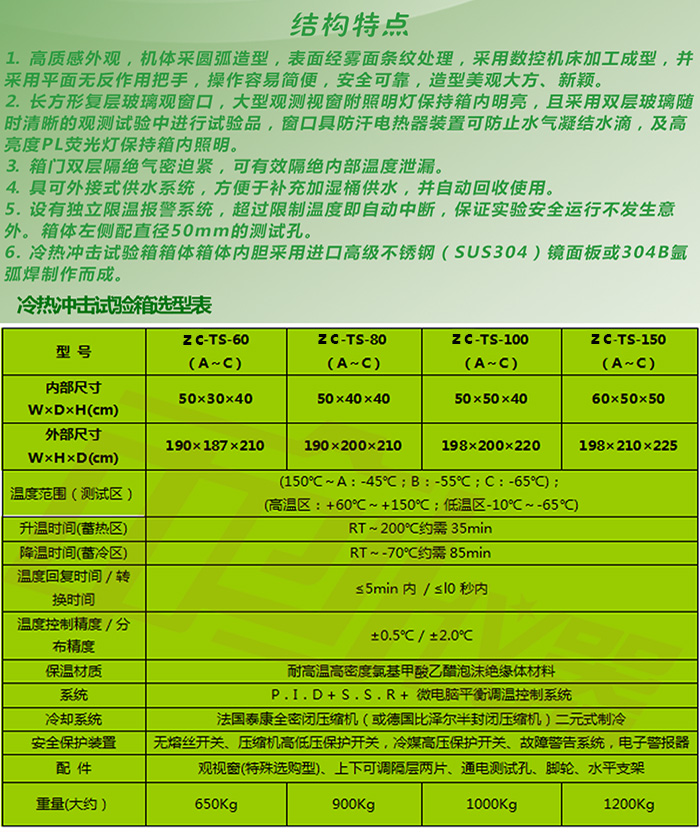 箱式冷熱沖擊試驗(yàn)箱選型表